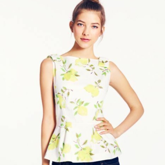 Kate Spade Thalia Peplum Lemon Top 2 - Picture 1 of 7